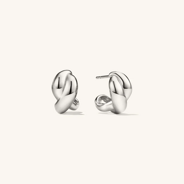 Luxury 925 Silver Custom Bead Hoop Earrings Trendy Chunky Interlock Jewelry Geometric Long Ear Rings-for Fashionable Gift